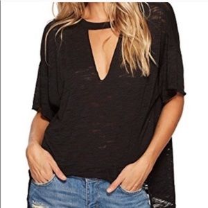 Free People Cutout Burnout V-Neck Tee
